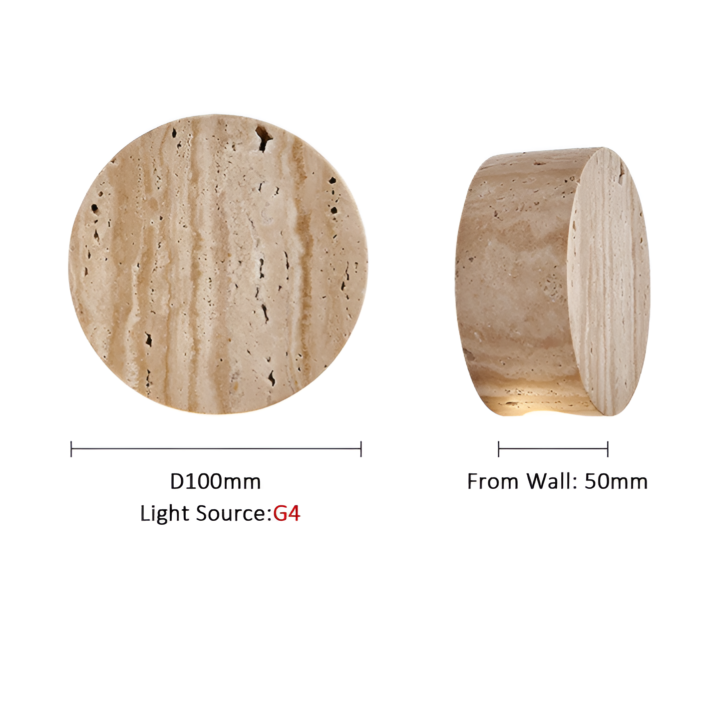 Japanese Wabi Sabi Natural Travertine Stone Wall Light T2102