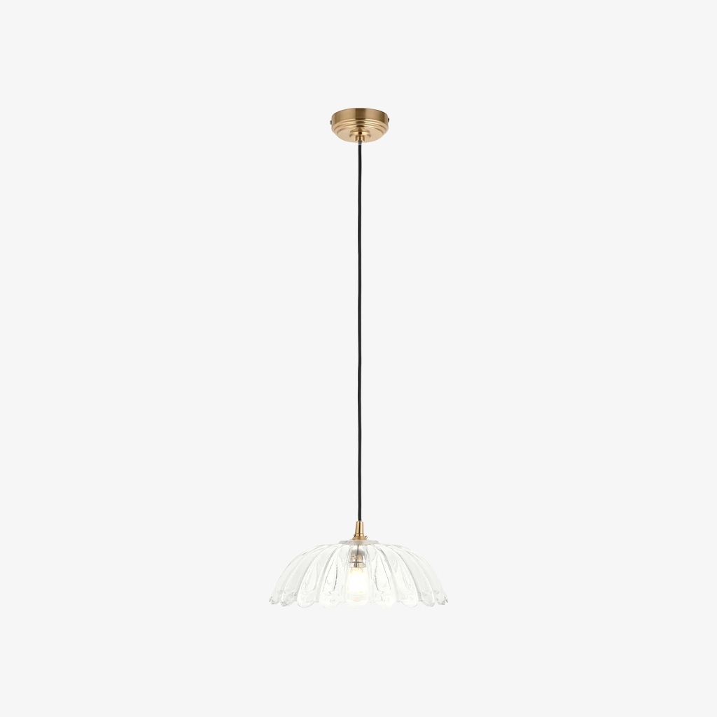 Floriaxis Floral Glass Pendant Light - Floral Glass Shade with Braided Cable for Kitchen or Dining T960