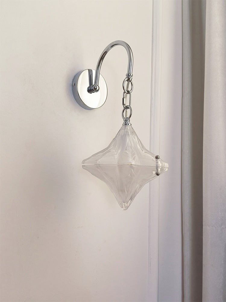 Art Deco Star Wall Sconce - Frosted Glass Light for Hallway - Astris Selene T439