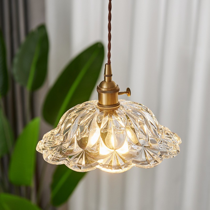 Nordic Vintage Flower Glass Pendant Light S67
