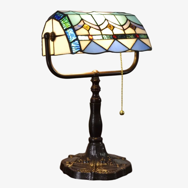 TF Tivanny Floral Stained Glass Desk Lamp - Vintage Table Light for Bedroom Study Living Room T2223
