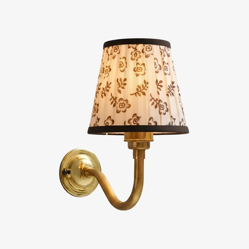Cottaloy Vintage Fabric Curved Arm Wall Lamp for Living Room or Bedroom T2249