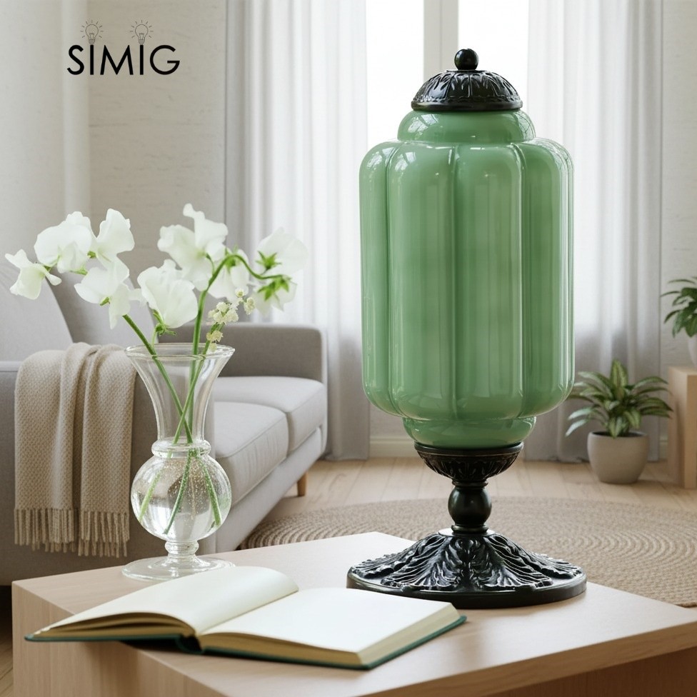Eloise Curved Glass Retro Table Lamp - Vintage Bedside Lighting G71