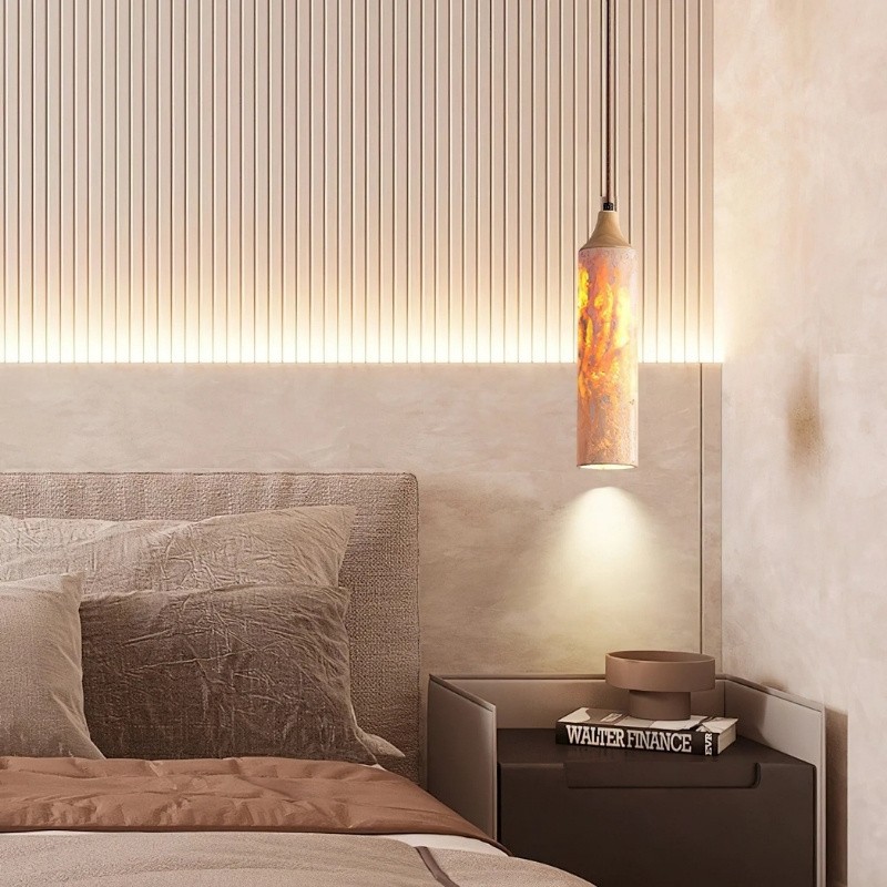 Modern Wabi-Sabi Travertine Pendant Lamp for Minimalist Spaces S271