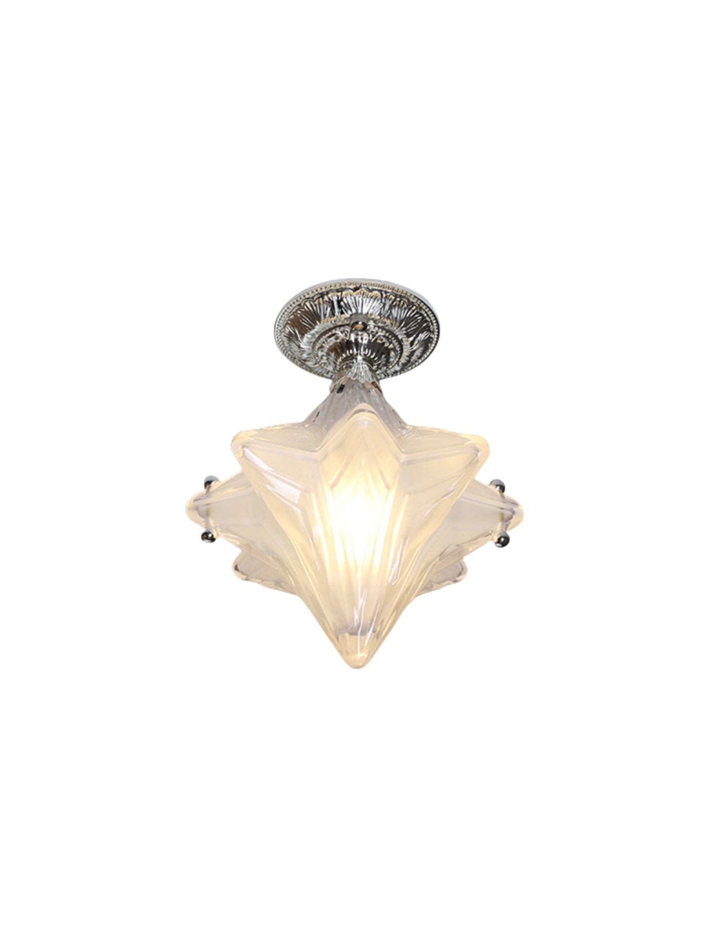 Art Deco Star Ceiling Lamp - Frosted Glass Fixture for Hallway & Entryway - Astris Ceres T435
