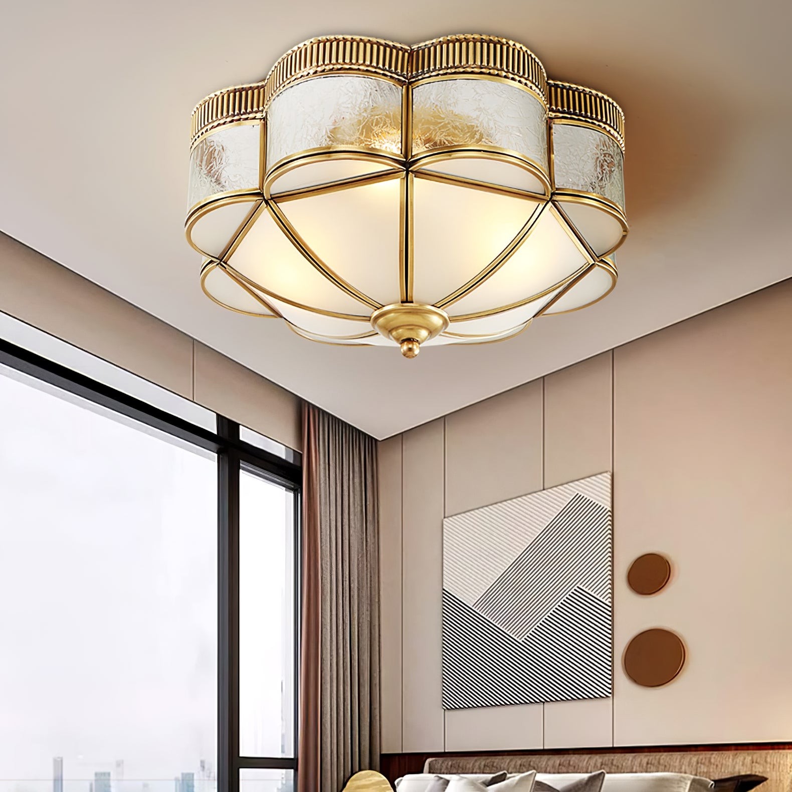 Brass Domed Flush Ceiling Lamp M470