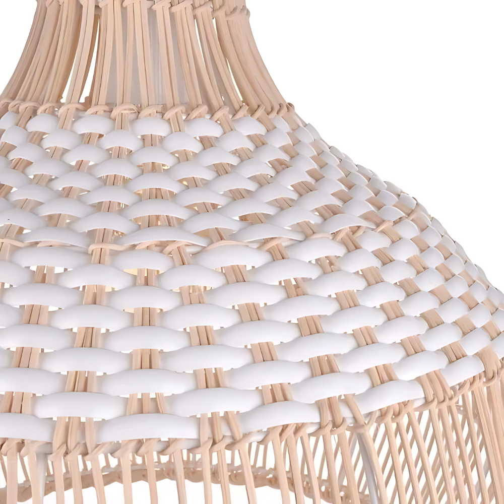 Breezy White Elegance Natural Rattan Pendant Light T2066