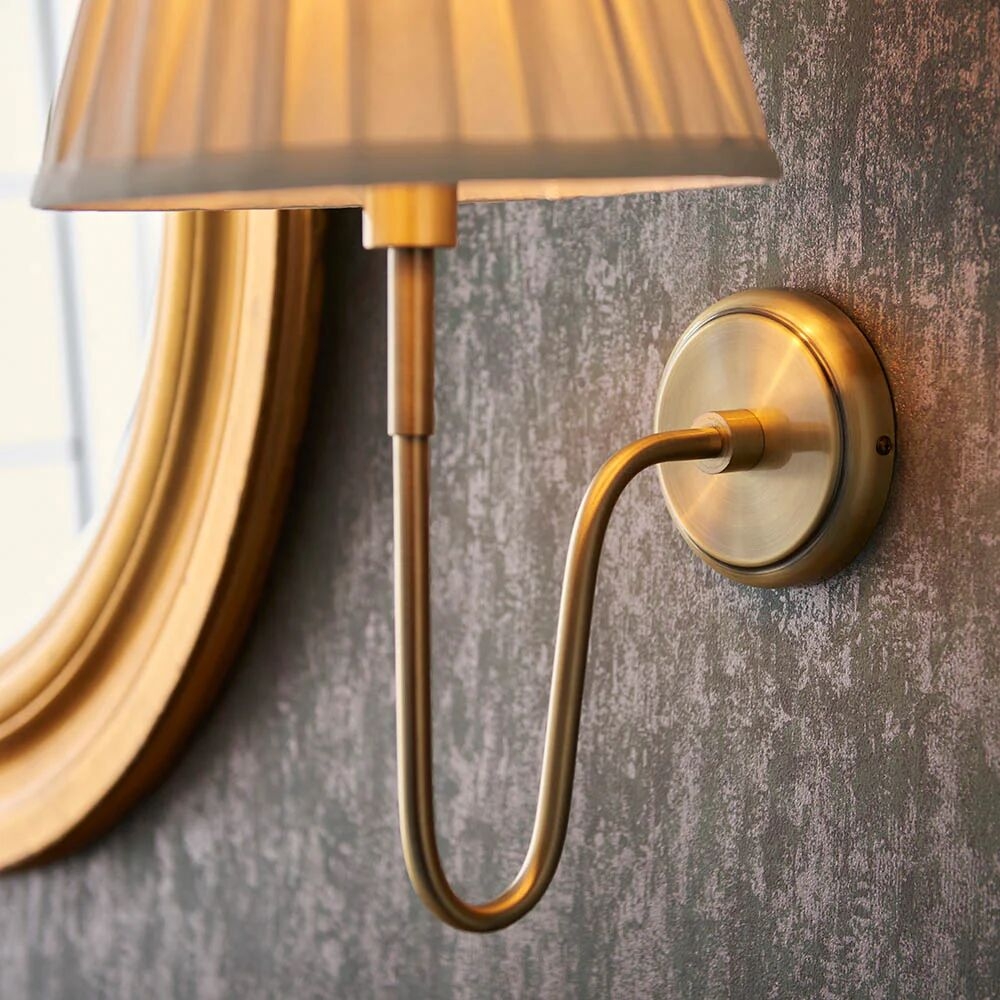 Ivoralux Tapered Fabric Wall Light - Modern Classic Curved Arm Sconce for Hallways or Bedrooms T948