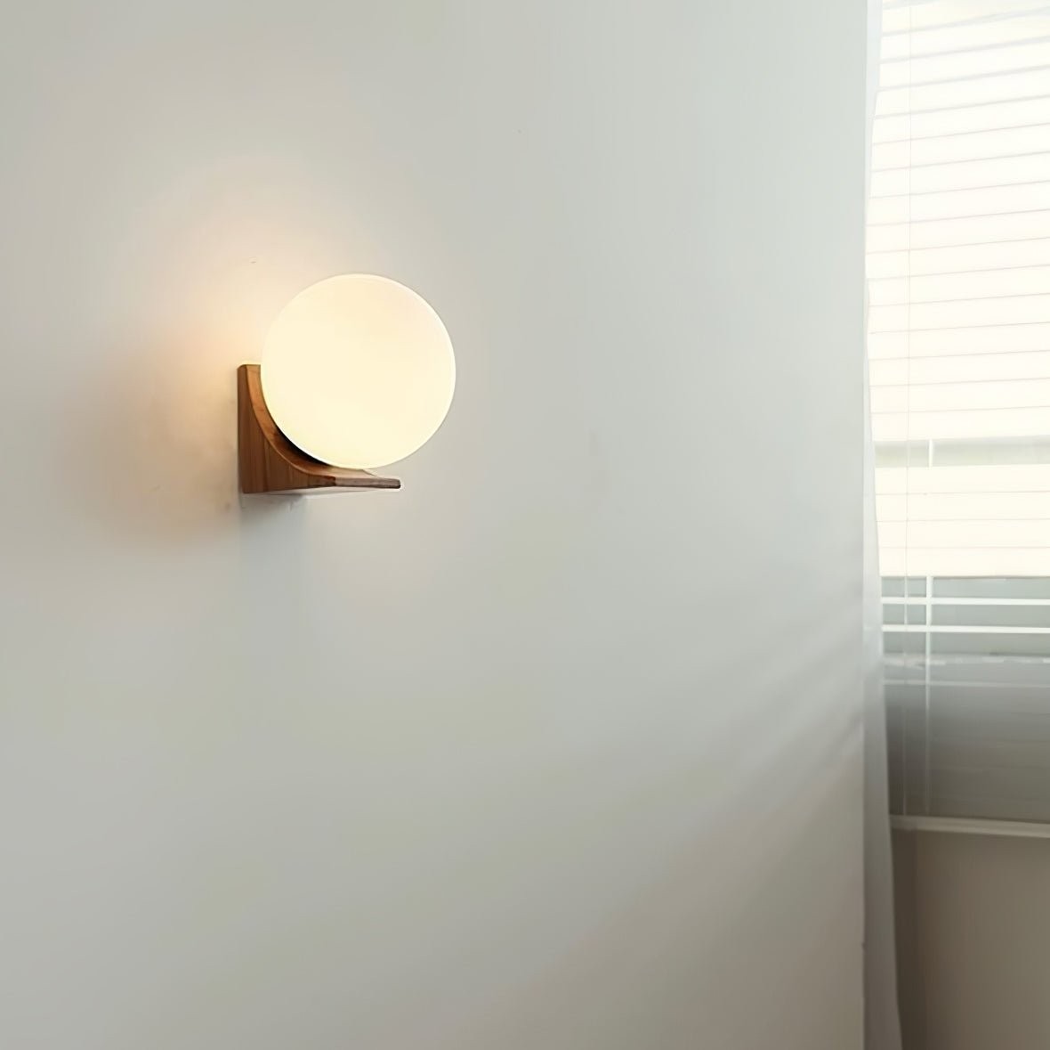 Minimalist Wooden Geometric Bracket Glass Globe Wall Lamp M371