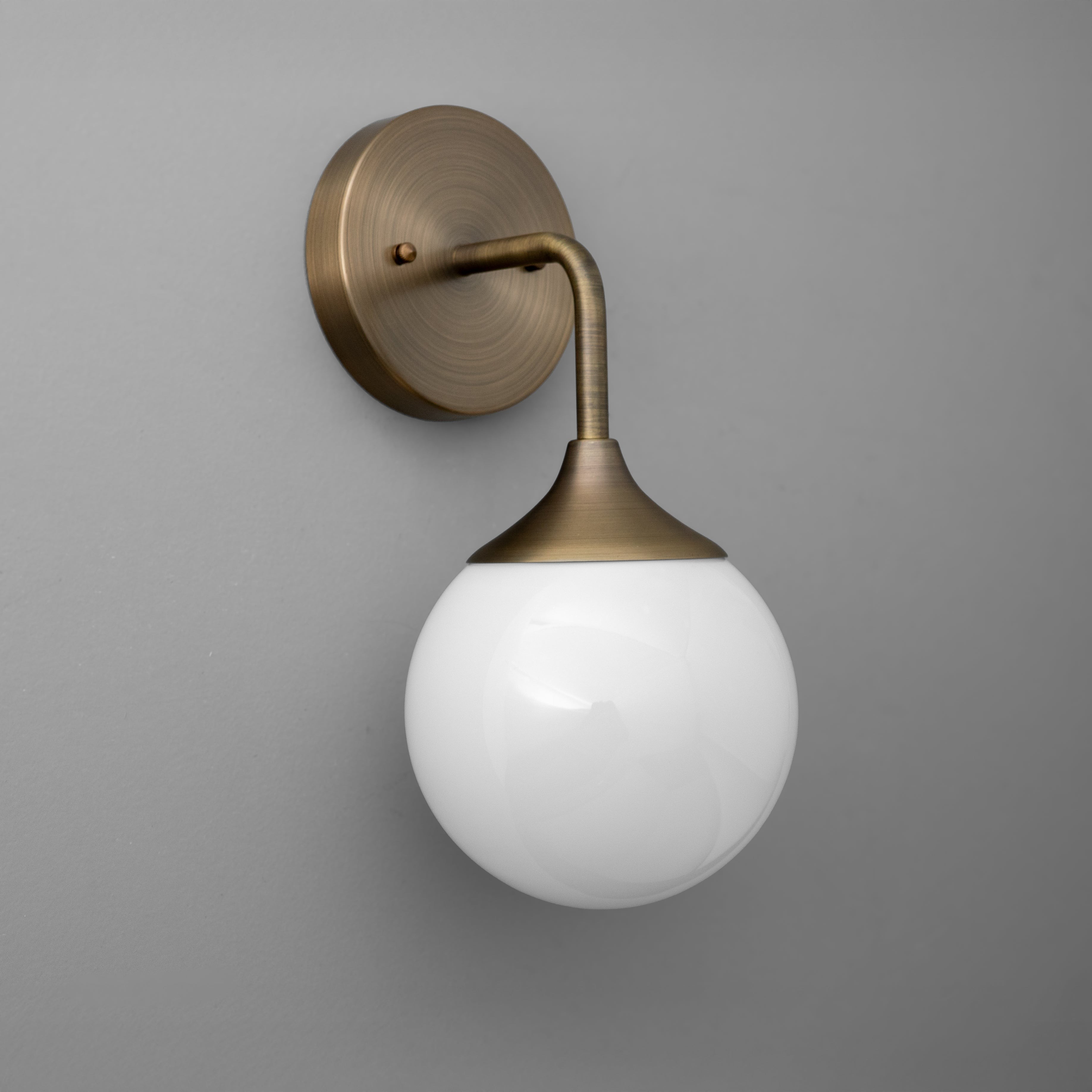 Glorica Glass Wall Sconce - Frosted Globe Light with Brass Fixture T395