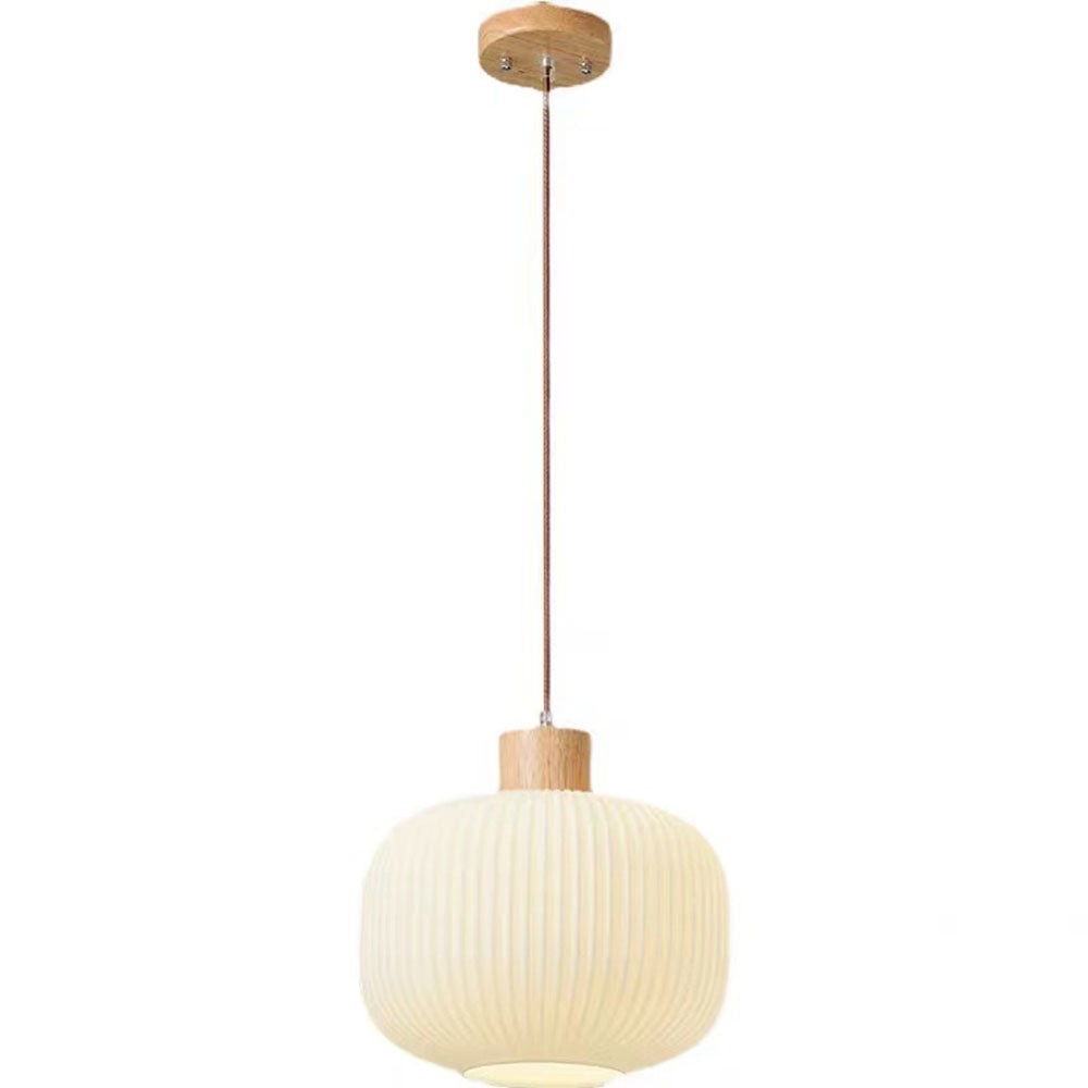 Nordic White Lantern-Like Glass Pendant Lamp M27
