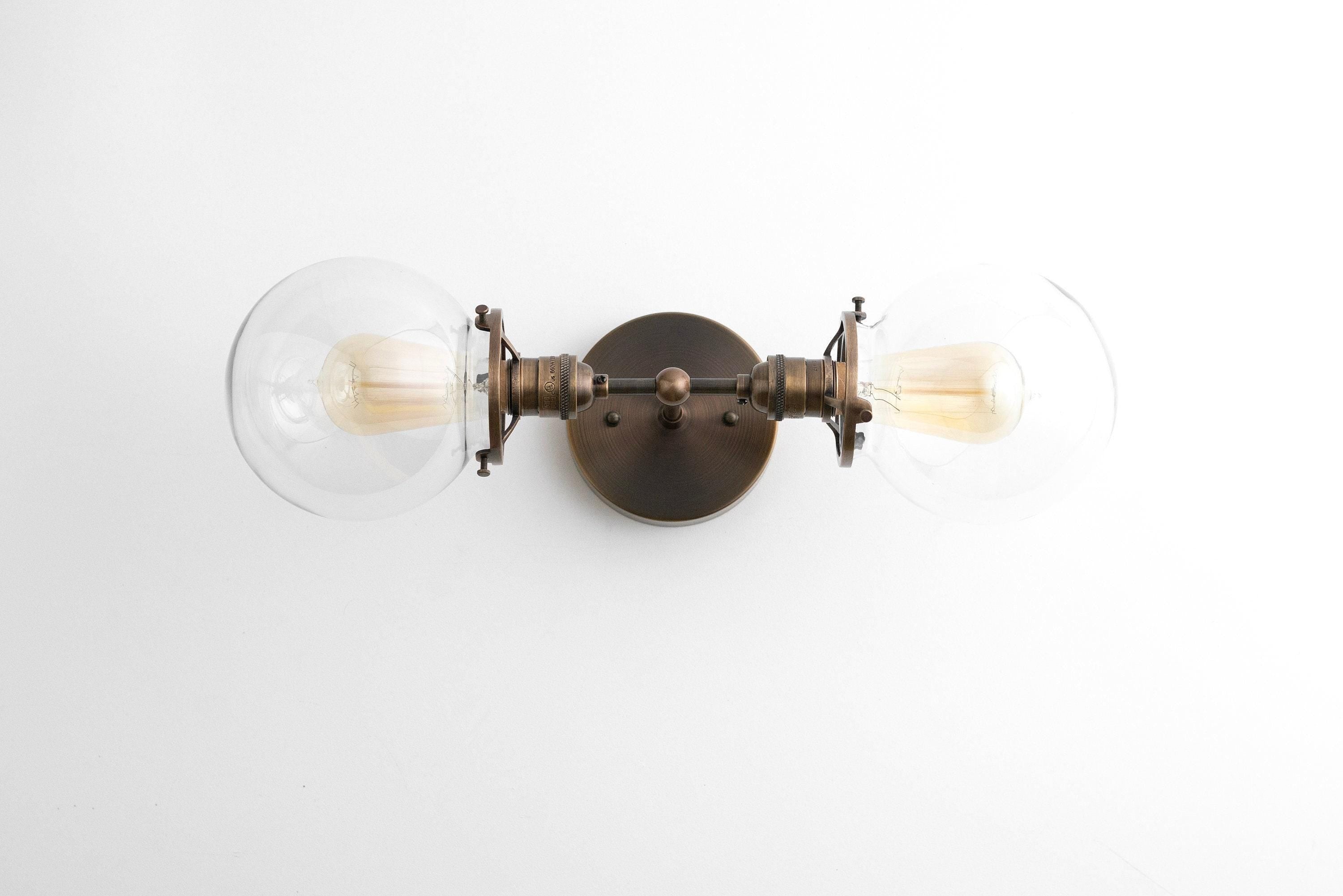 Lumio Globe Industrial Vanity Lighting- Modern Double Globe Wall Light T343