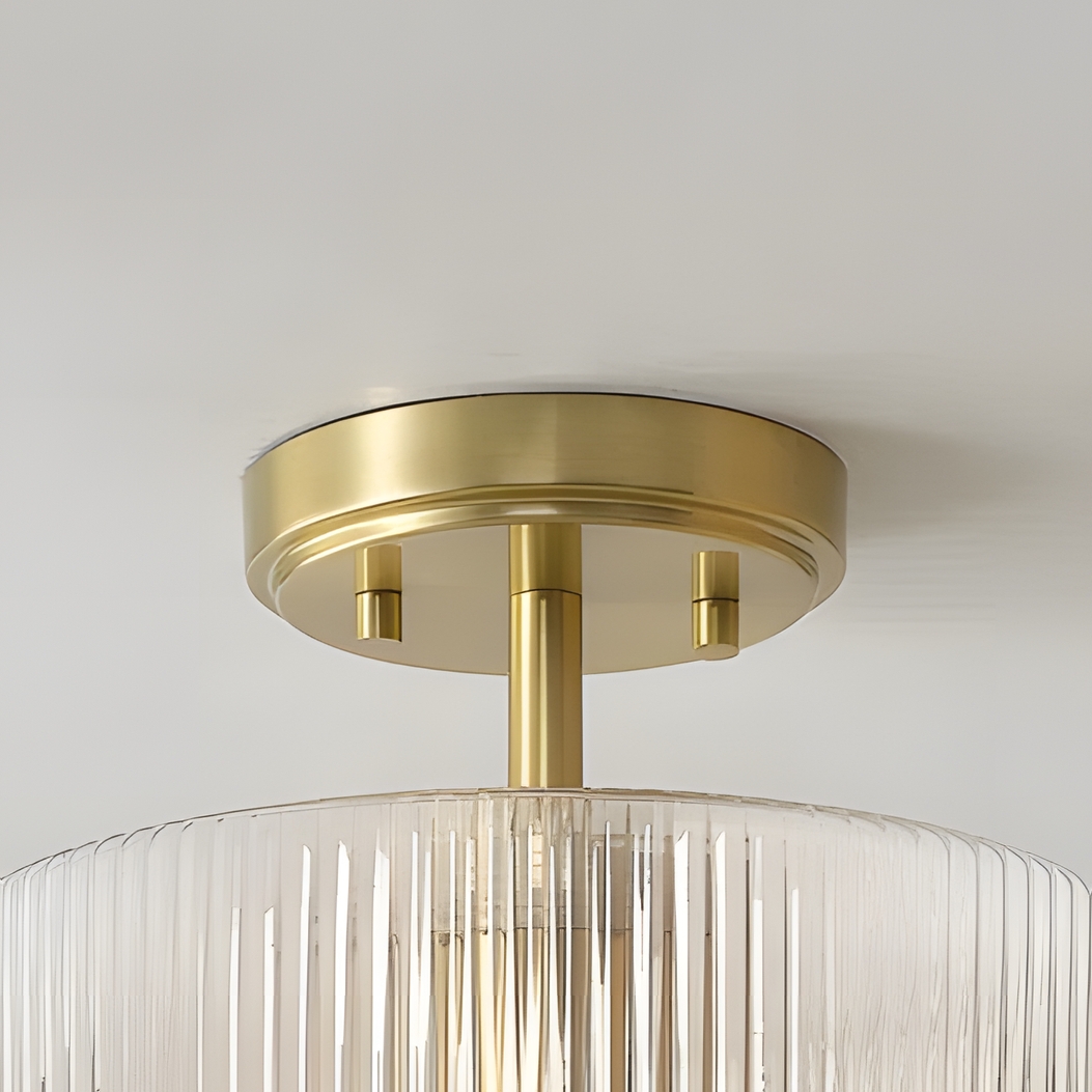 Rivora Ribbed Glass Shade Modern Farmhouse - Semi Flush Ceiling for Hallway U09