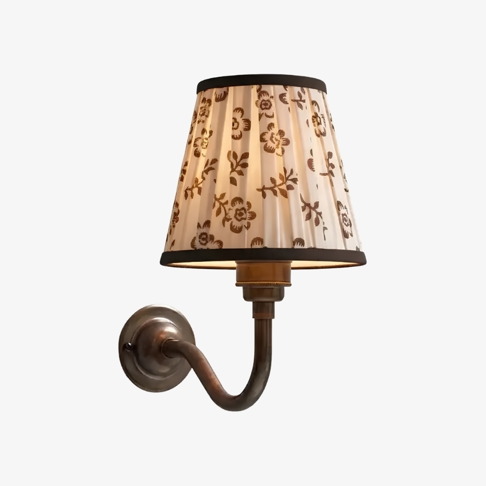 Cottaloy Vintage Fabric Curved Arm Wall Lamp for Living Room or Bedroom T2249