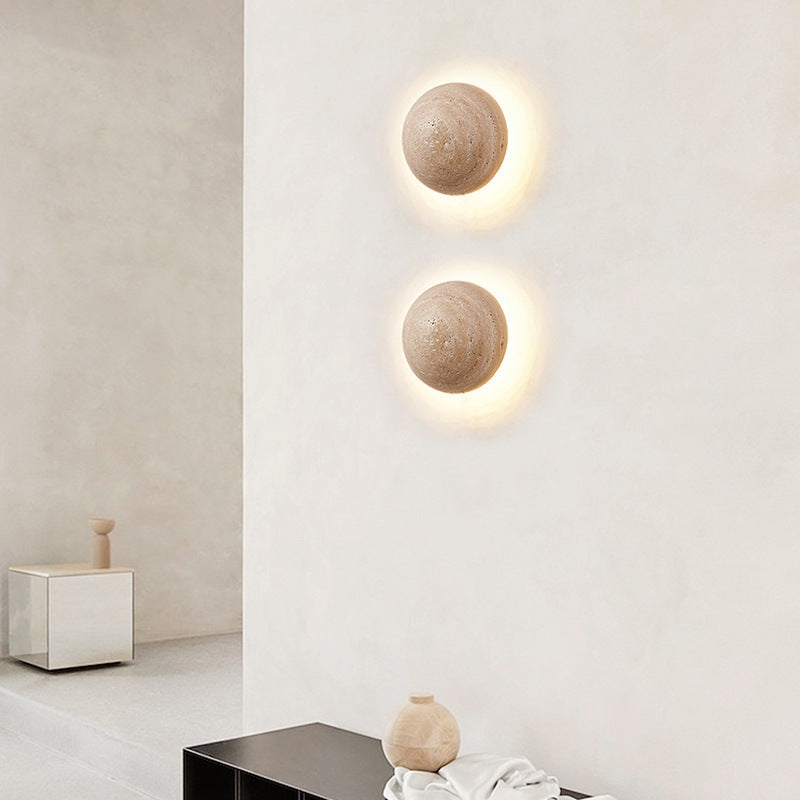 Amber Loft Travertine Round Sconce Wall Light T2109