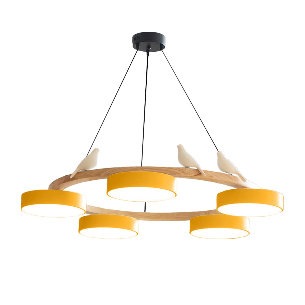 Nordic Wooden Bird Creative Round Chandelier S206