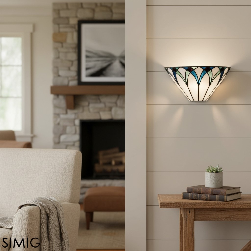 TF Allanton Tiffany Stained Glass Wall Light - Art Deco Lamp for Hallways T640