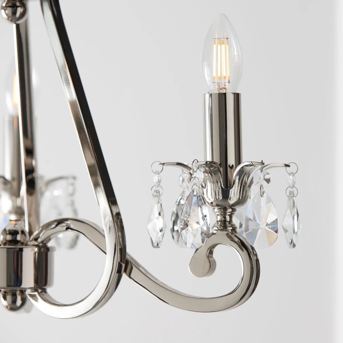 Talonis Crystal Chandelier - Traditional Candle-Style Brass and Nickel for Living Room and Dining Room T962