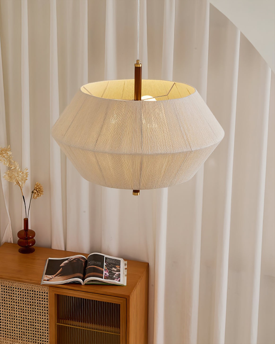 Japanese Wabi-Sabi Style Woven Fabric Pendant Lamp M10