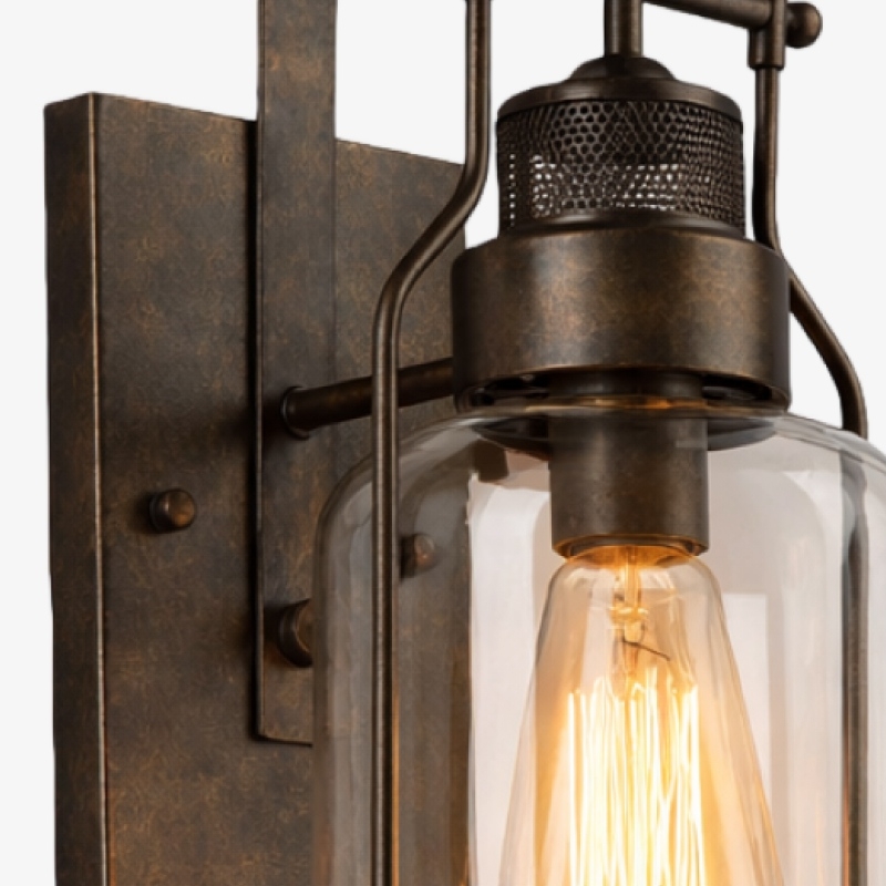 Ivoran Industrial Cylinder Wall Sconce - Glass Shade Design, Modern Wall Lighting U12