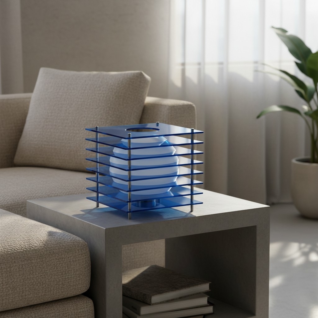 Geometric Moon Cube Lamp – Atmospheric luminous sphere S252