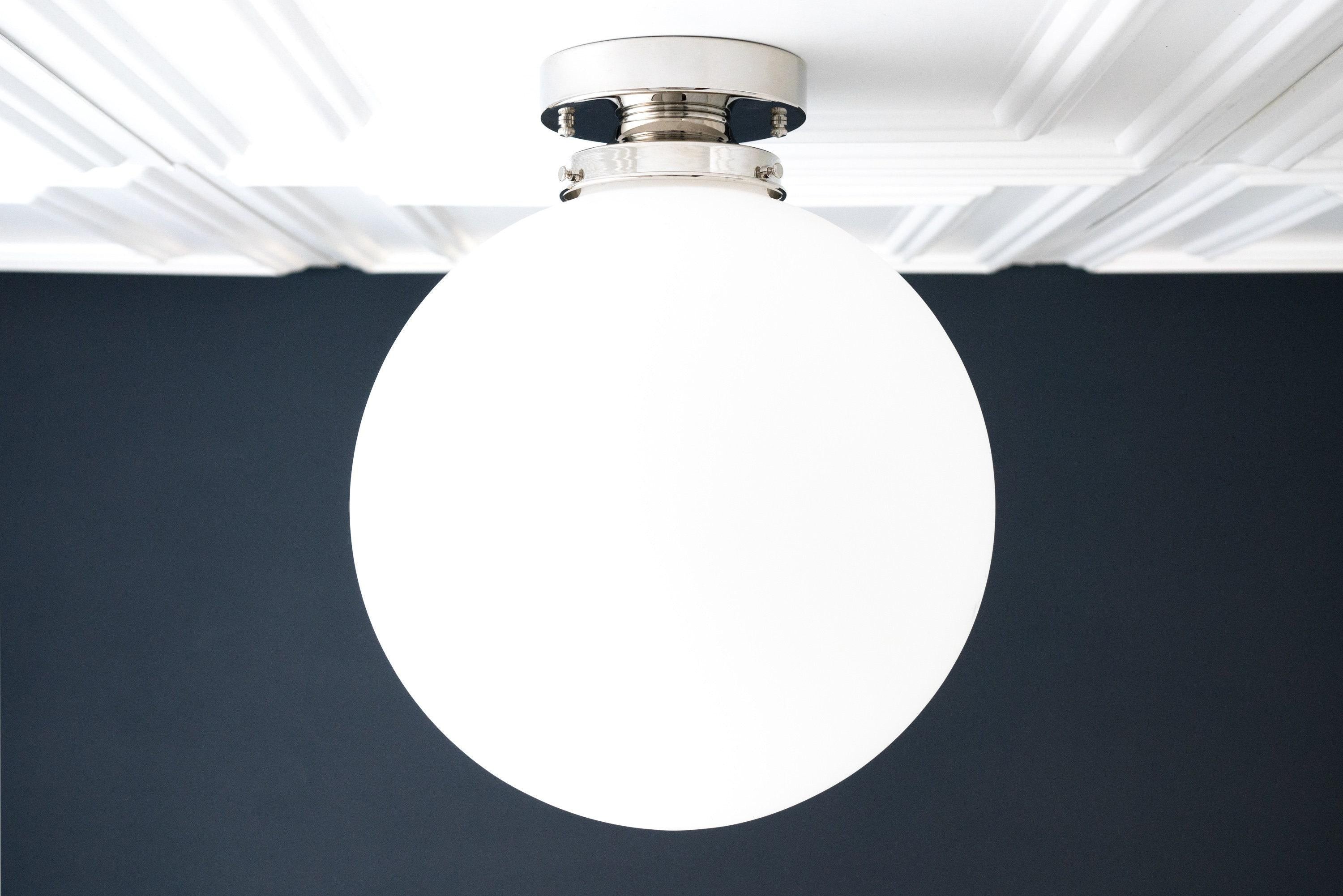 Glorica Glass 12 Inch Globe Ceiling Light - Frosted Glass Art Deco Pendant And Flush Mount T362