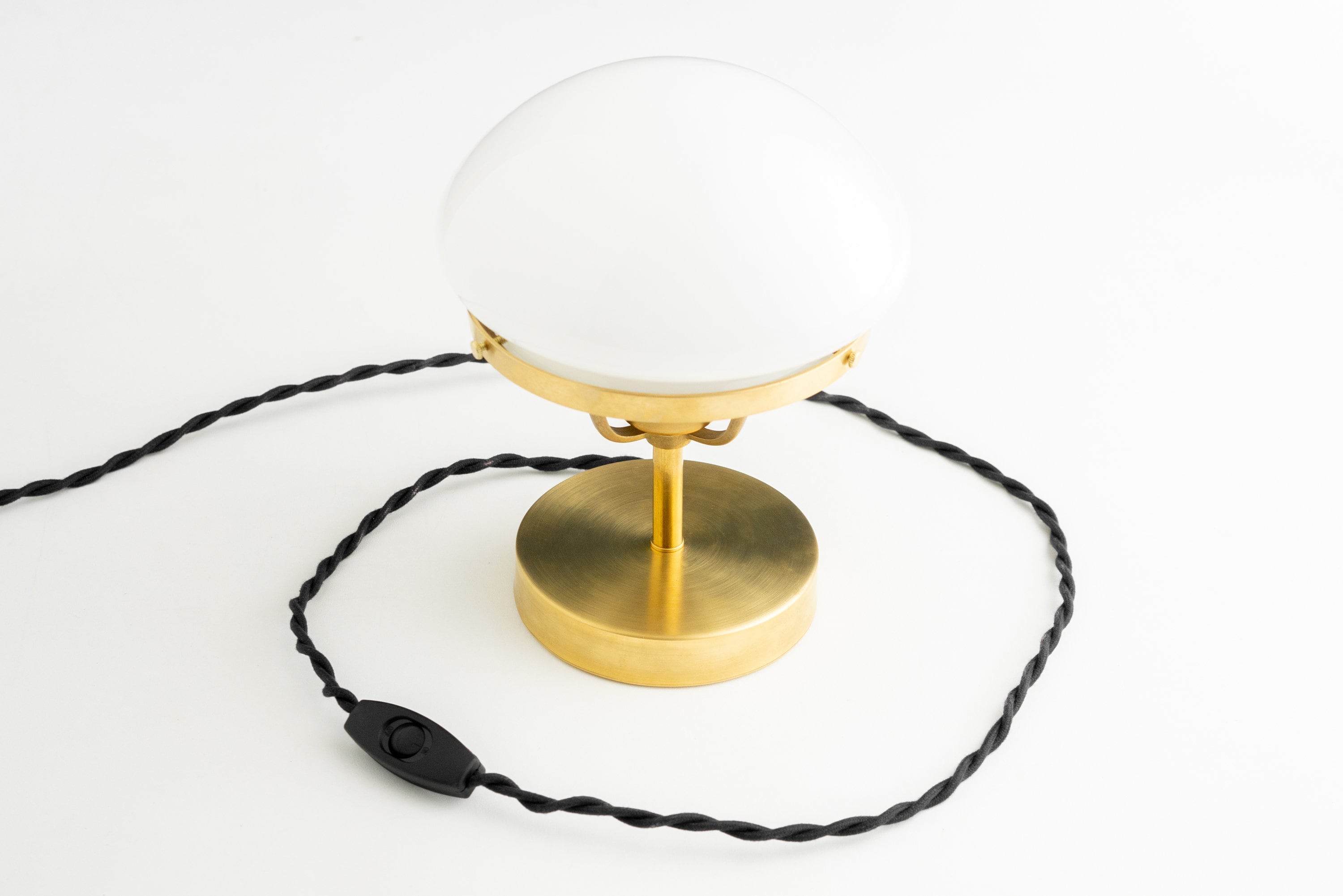 Ornato Luxe Modern Brass or Black Table Lamp - Eggshell Frosted Glass Fixture T358