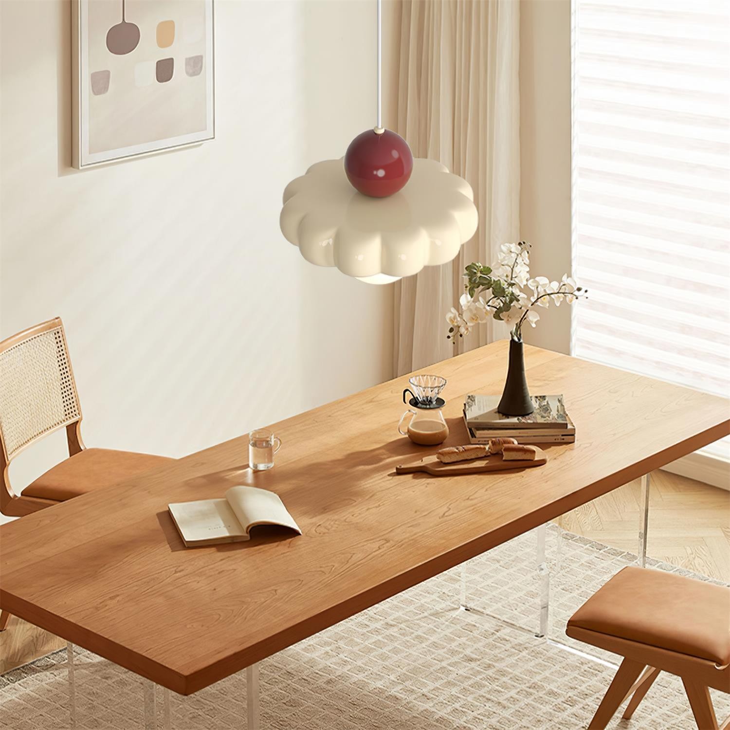 Cream Style Long Line Pumpkin Texture Pendant Lamp M173