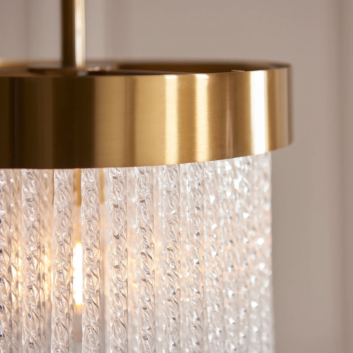 Cavara Multi-Tier Glass Rod Chandelie - Tiered Brass Pendant for Dining and Entry T883