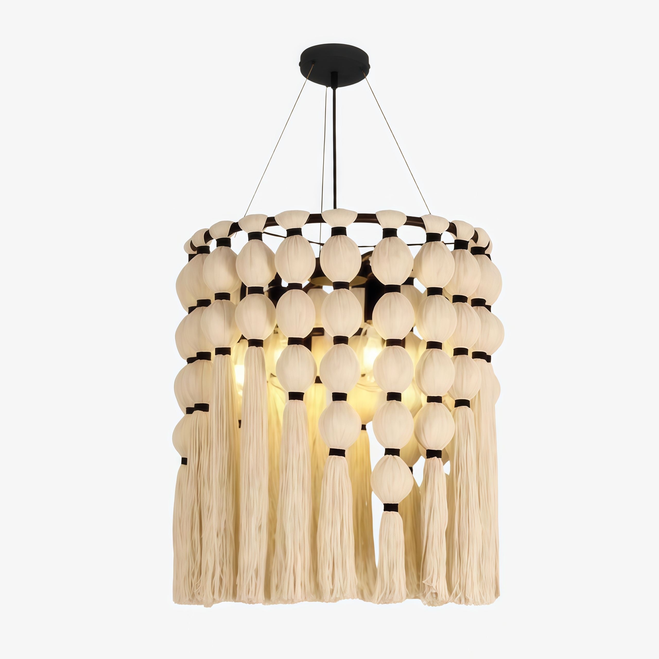 Modulune Modern Elegant Handmade Chandelier with White Cotton Fringe for Living Room T1139