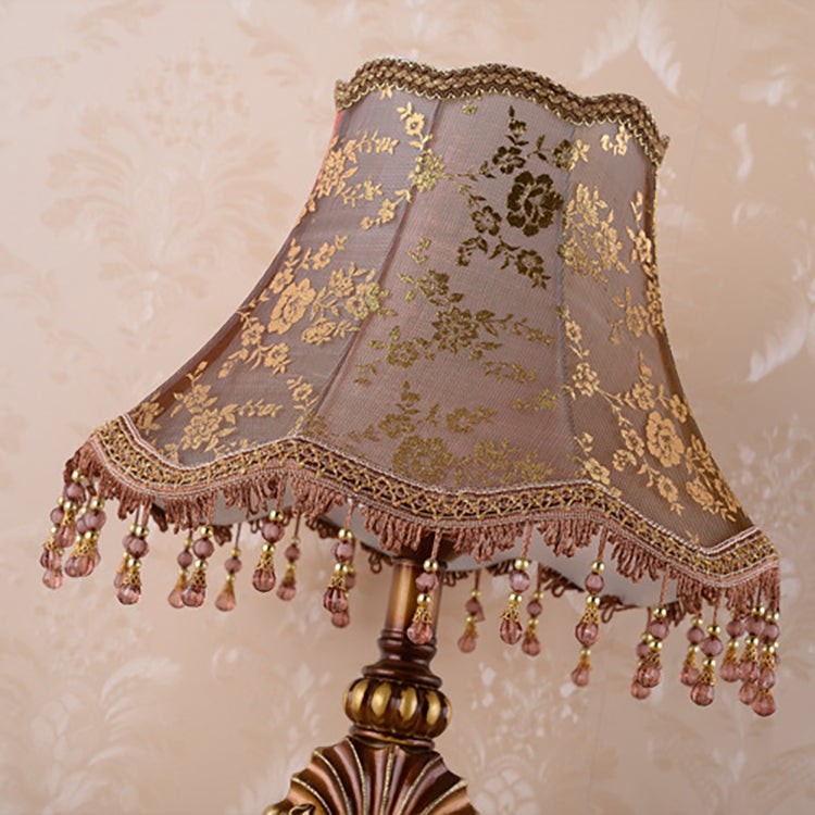Pastoral Flower Lampshade Carved Table Lamp M497