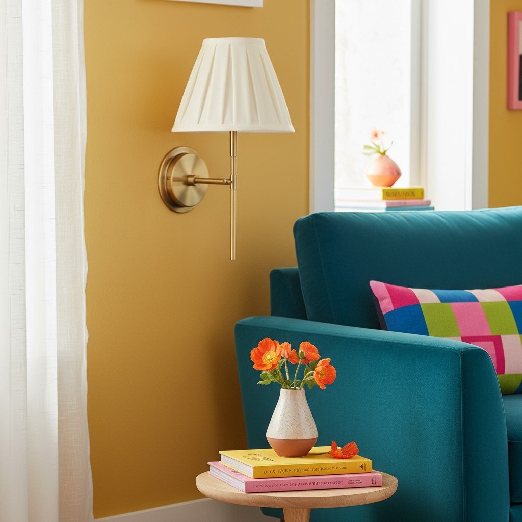 Cremaris Metal Wall Light with Fabric Shade - Timeless Sconce for Interior Lighting T1017