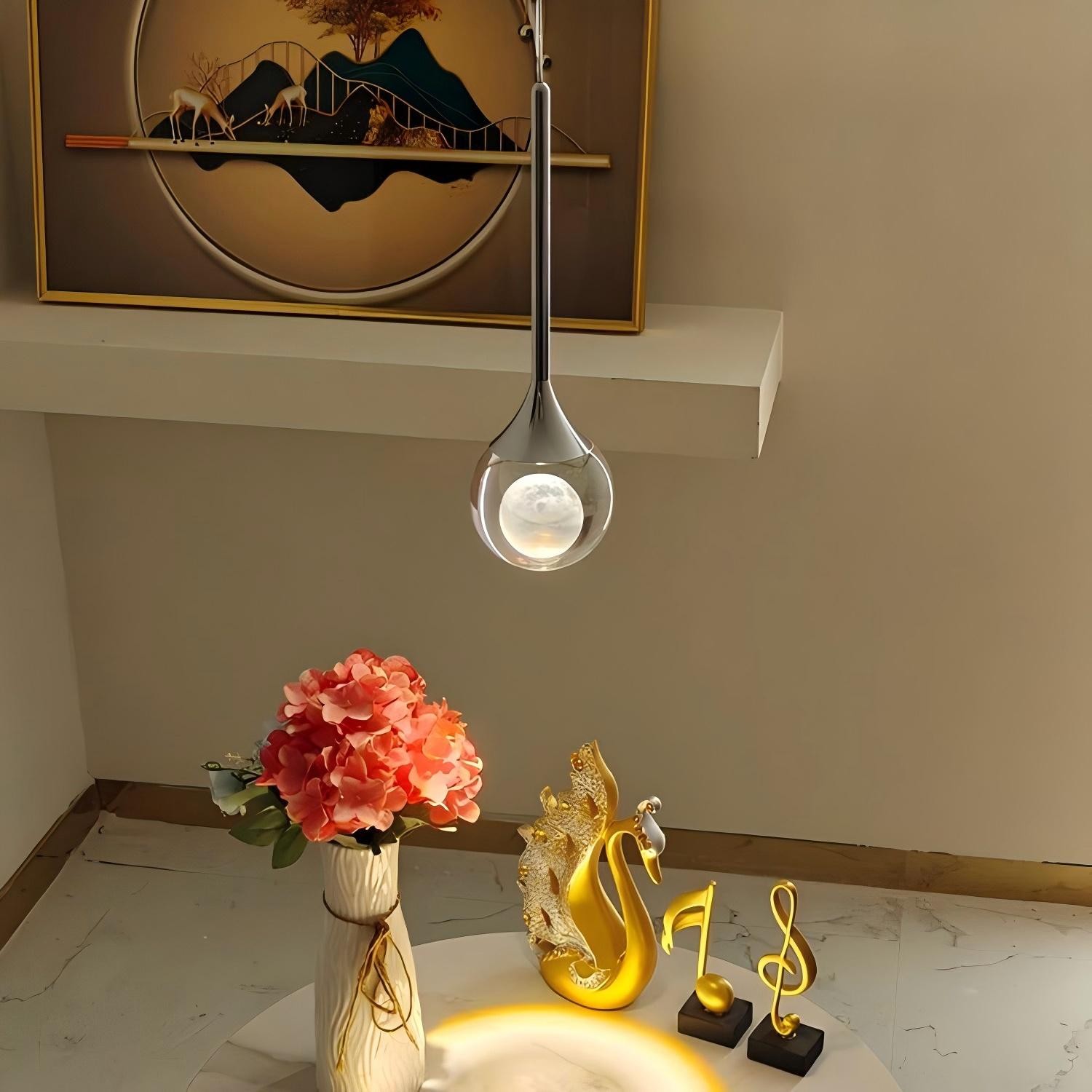 Moon Clear Glass Ball Pendant Light S205