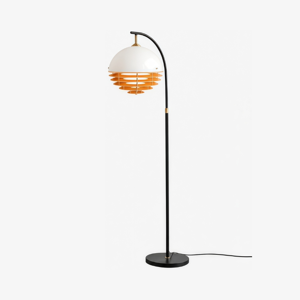 Afterglow Sunset Curved Floor Lamp - Vintage Glass Shade for Bedroom T2241