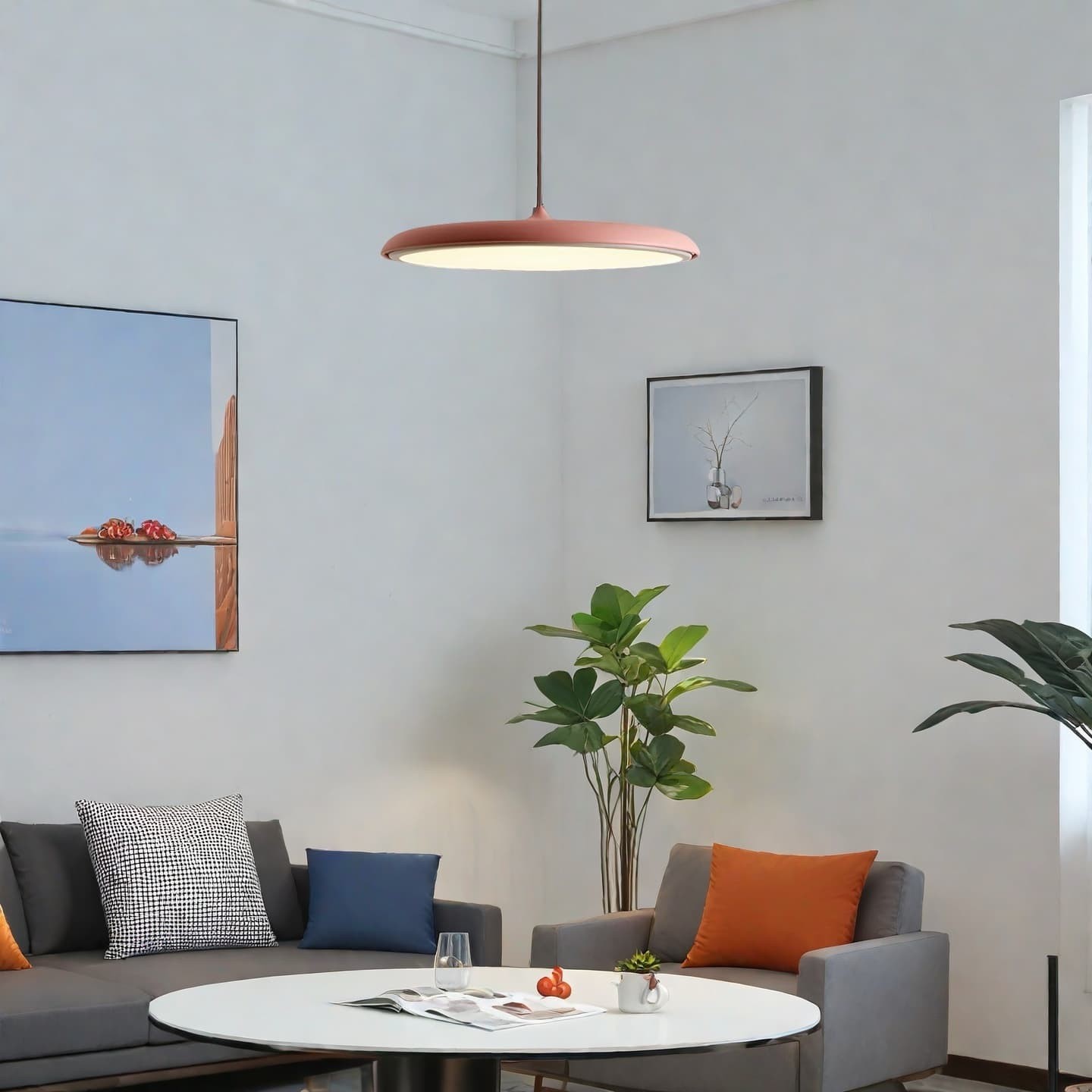 Modern Metal Saucer Pendant Light – Slim Design with LED Lighting M45
