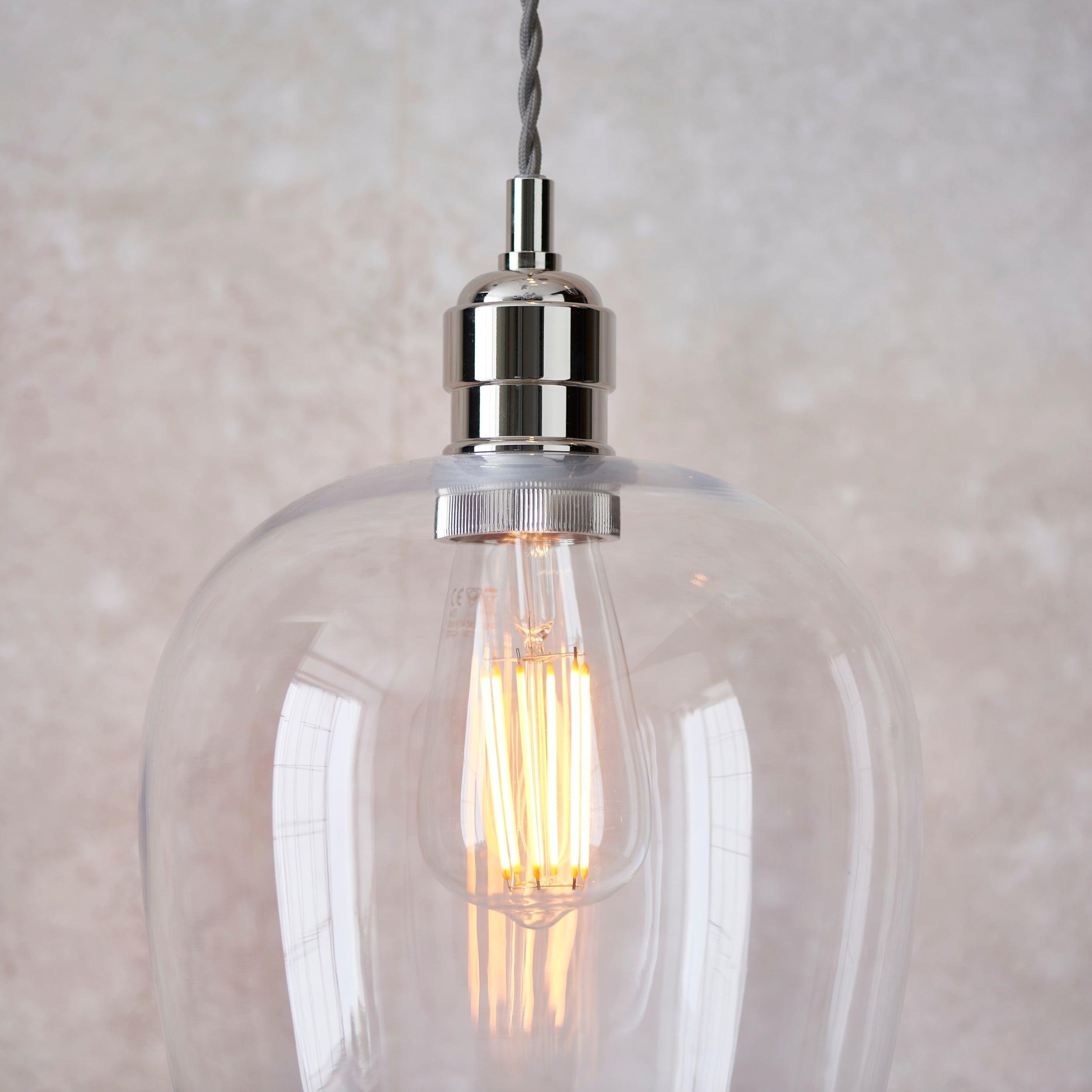 Clarione Height-Adjustable Glass Pendant Light - Classic Art Deco Light T1032