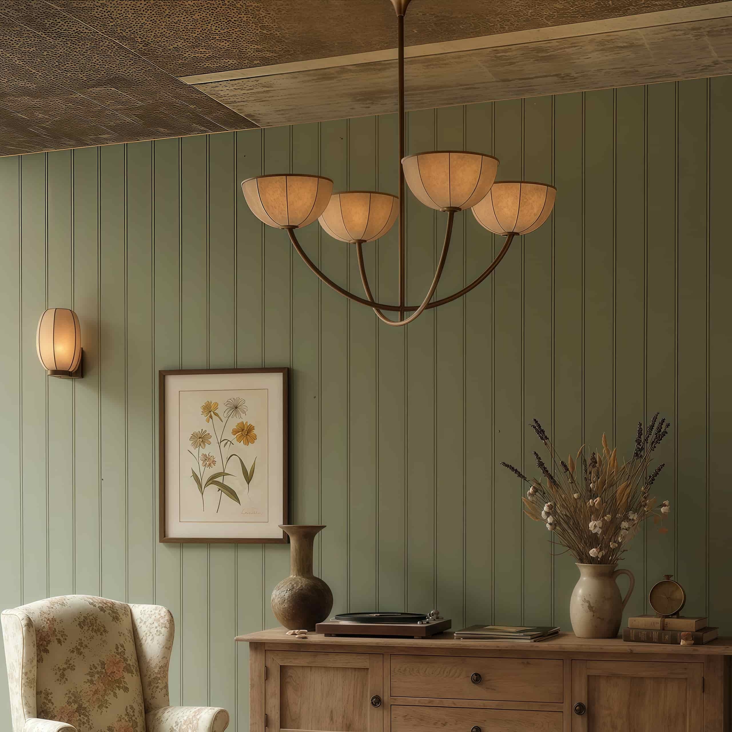 Loomis Adjustable Linen Wrapped Chandelier - Warm Ambient Light for Bedroom T1184