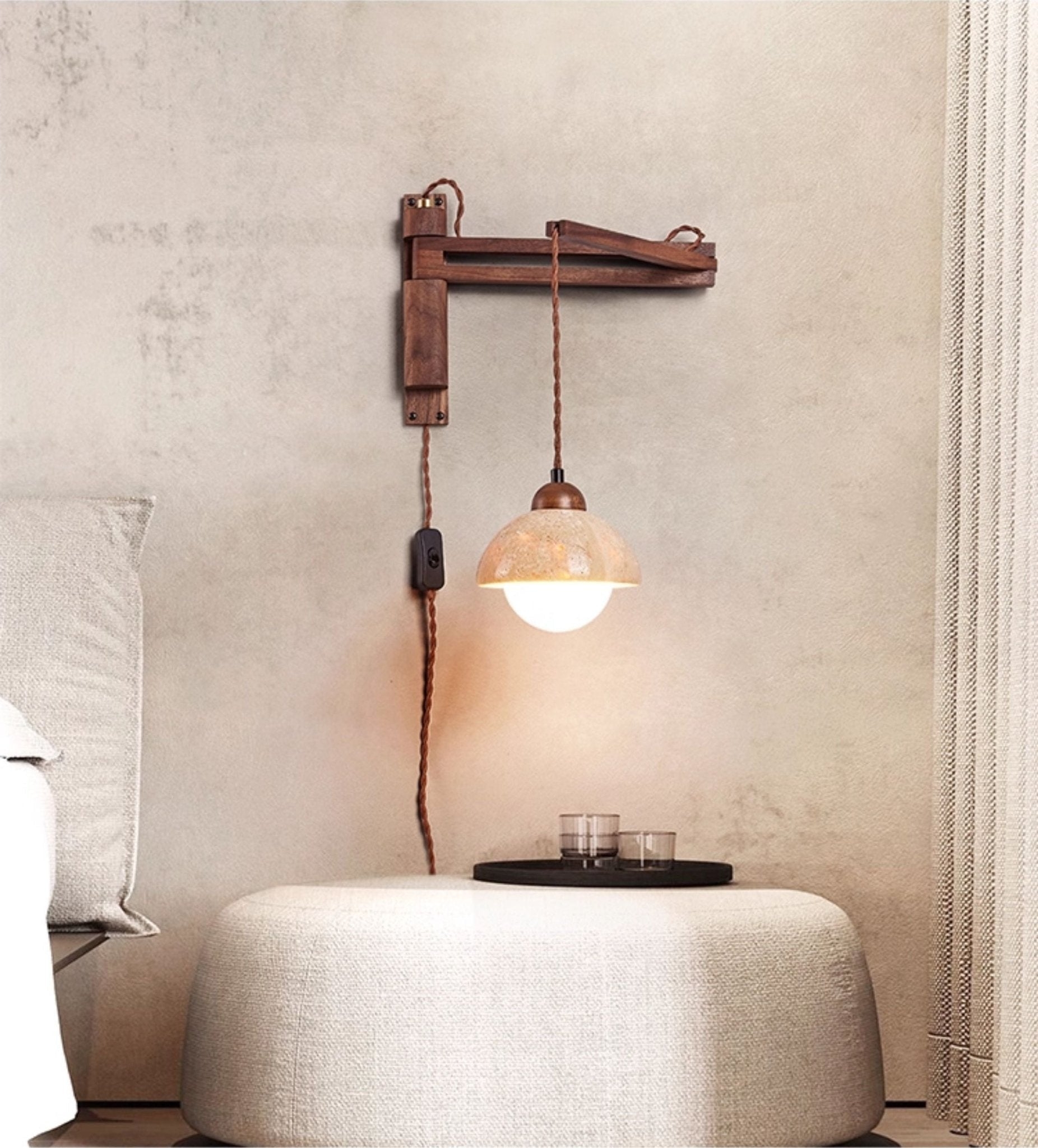 Adjustable Travertine Dome Wall Sconce T1606