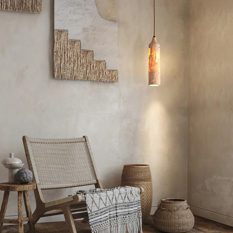 Modern Wabi-Sabi Travertine Pendant Lamp for Minimalist Spaces S271