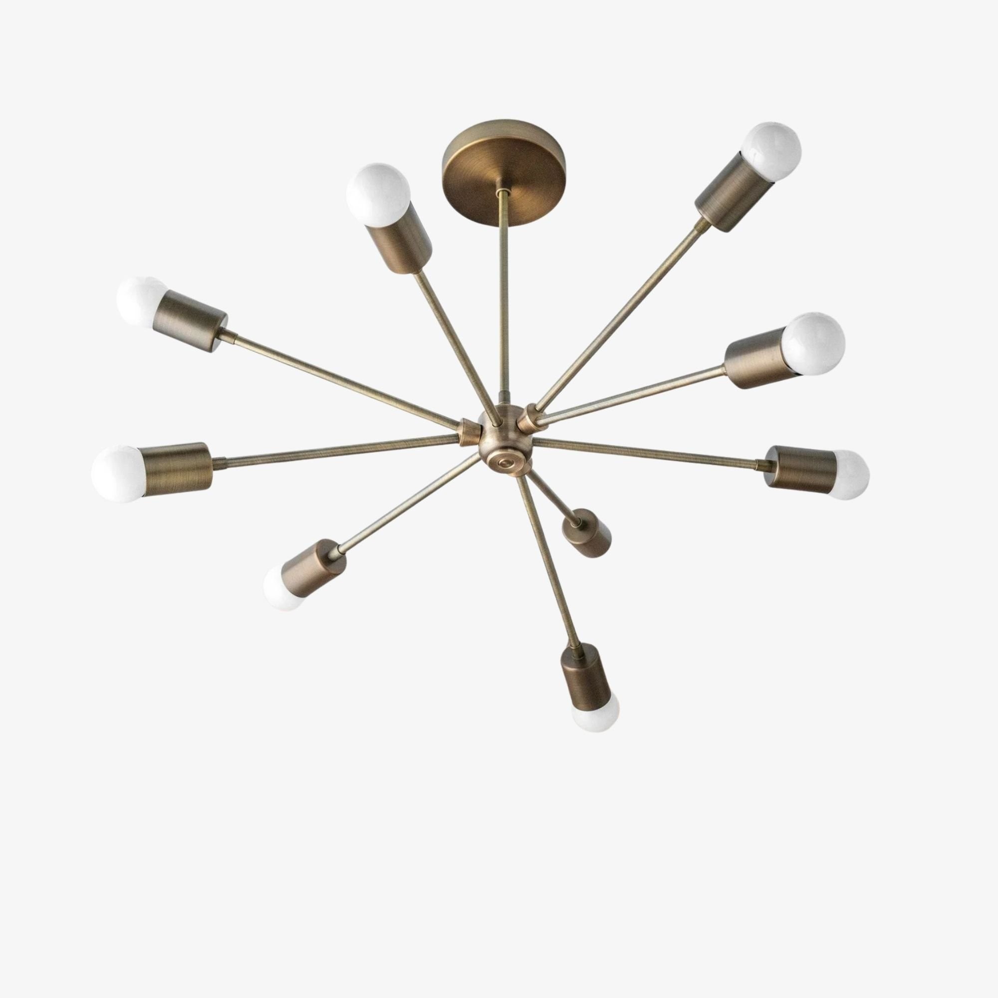 Mobilux Line Mid Century Sputnik Chandelier - Modern Brass Ceiling Light T317