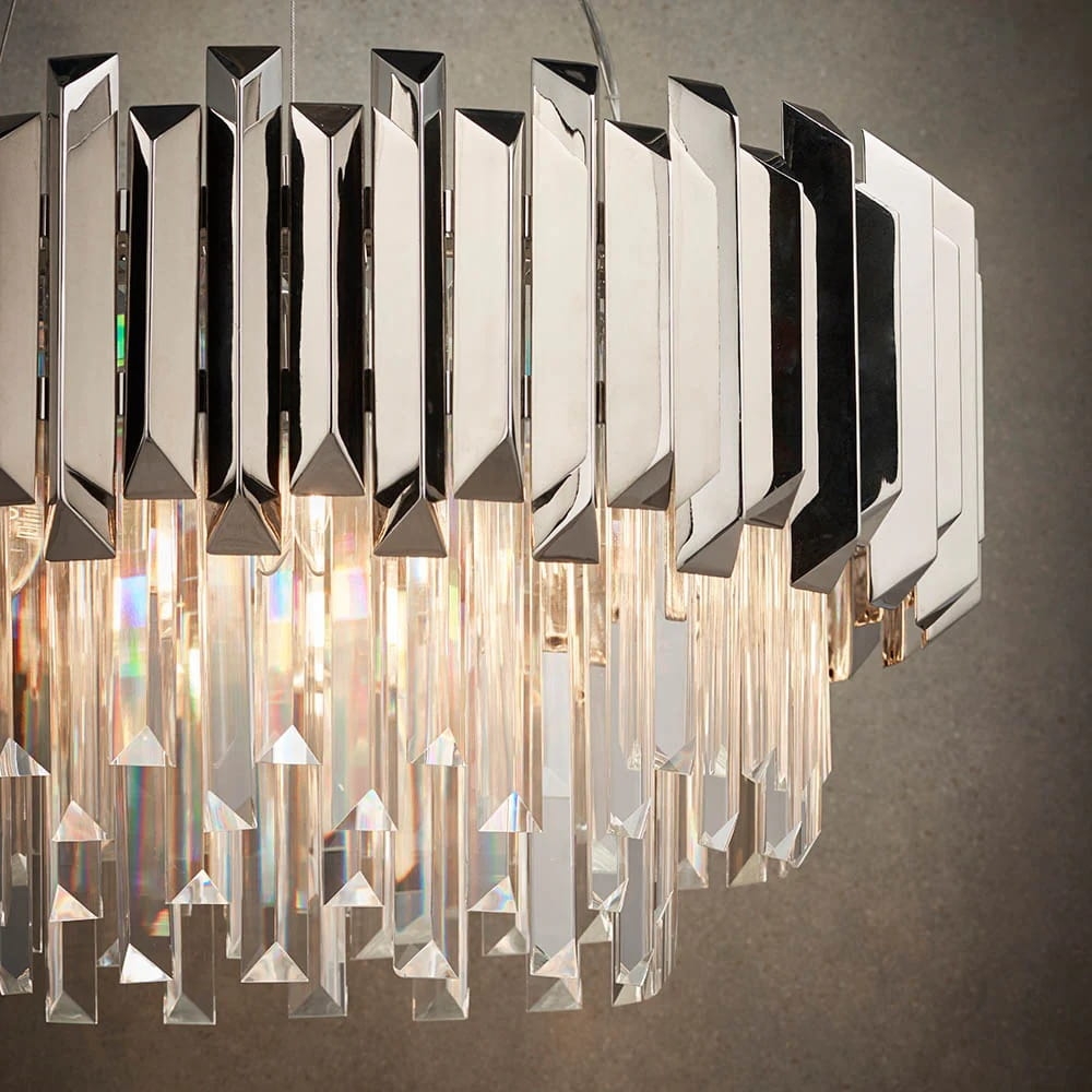 Virelia Contemporary Crystal Pendant Light - Layered Crystal Shade Ceiling Fixture for Dining or Living Room T836