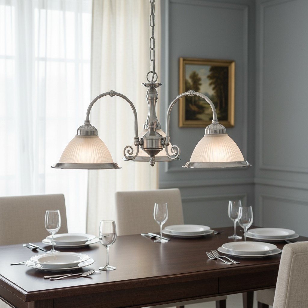 TF Vintora Ribbed Glass Pendant Light - Elegant Metal Trim for Kitchens, Dining Areas and Hallways T1022