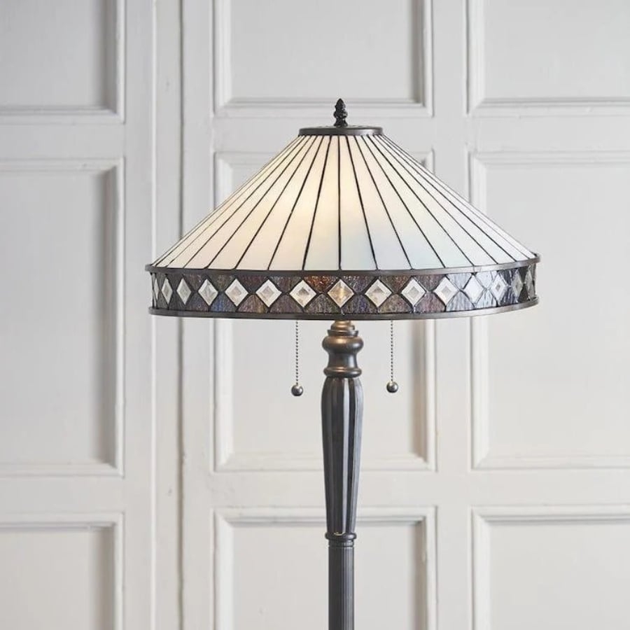 TF Fargo Geometric Glass Tiffany Lamp - Art Deco Table or Floor Light T643