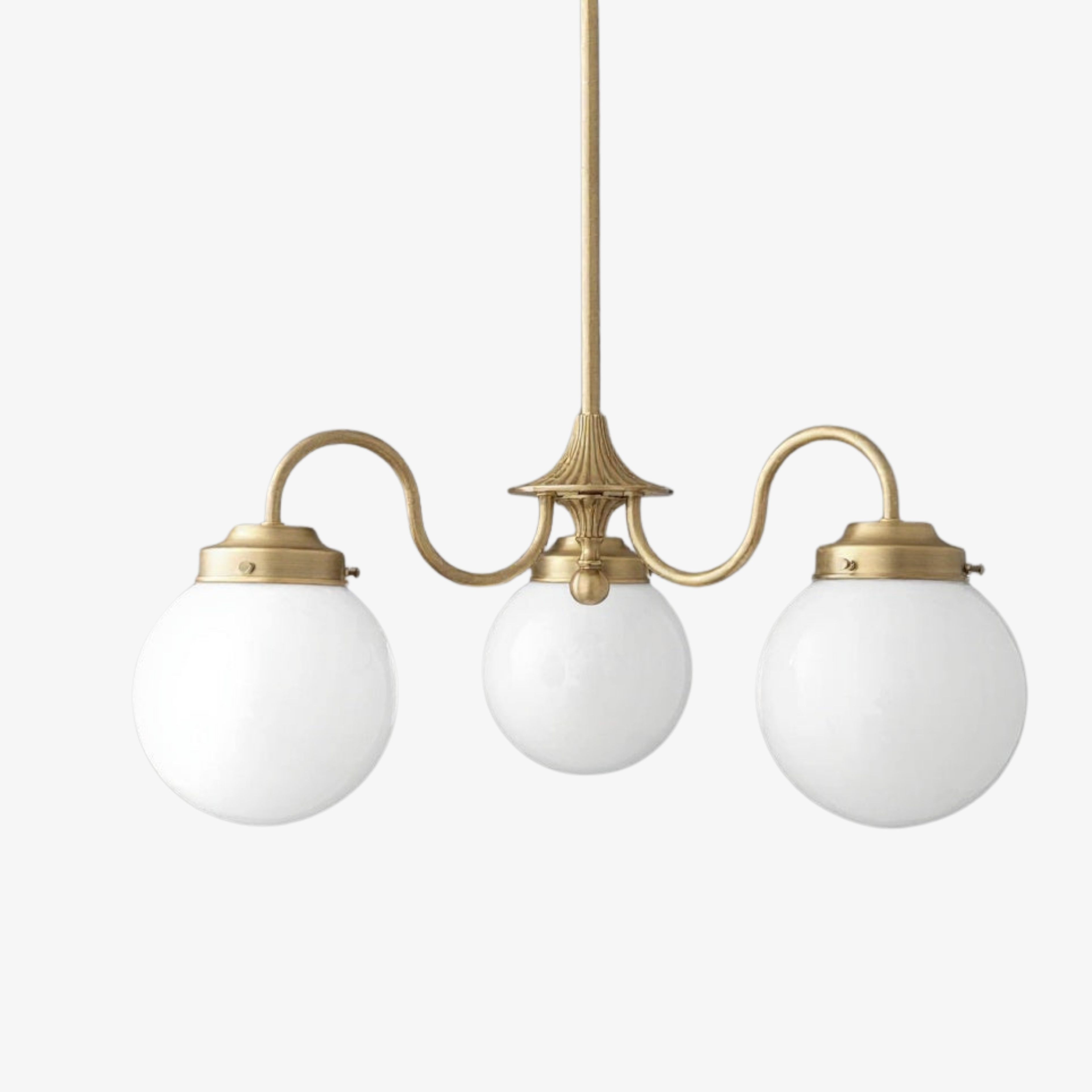 Glorica Glass Vintage Globe Chandelier - Brass 3-Light Frosted Glass Hanging Fixture T388