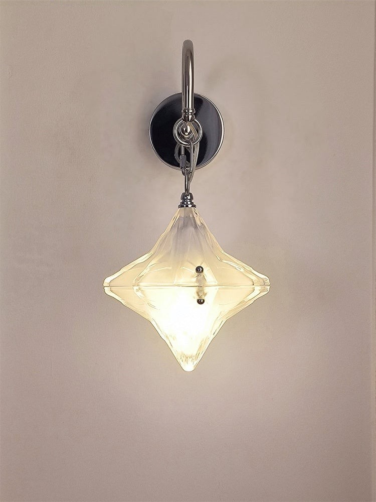 Art Deco Star Wall Sconce - Frosted Glass Light for Hallway - Astris Selene T439