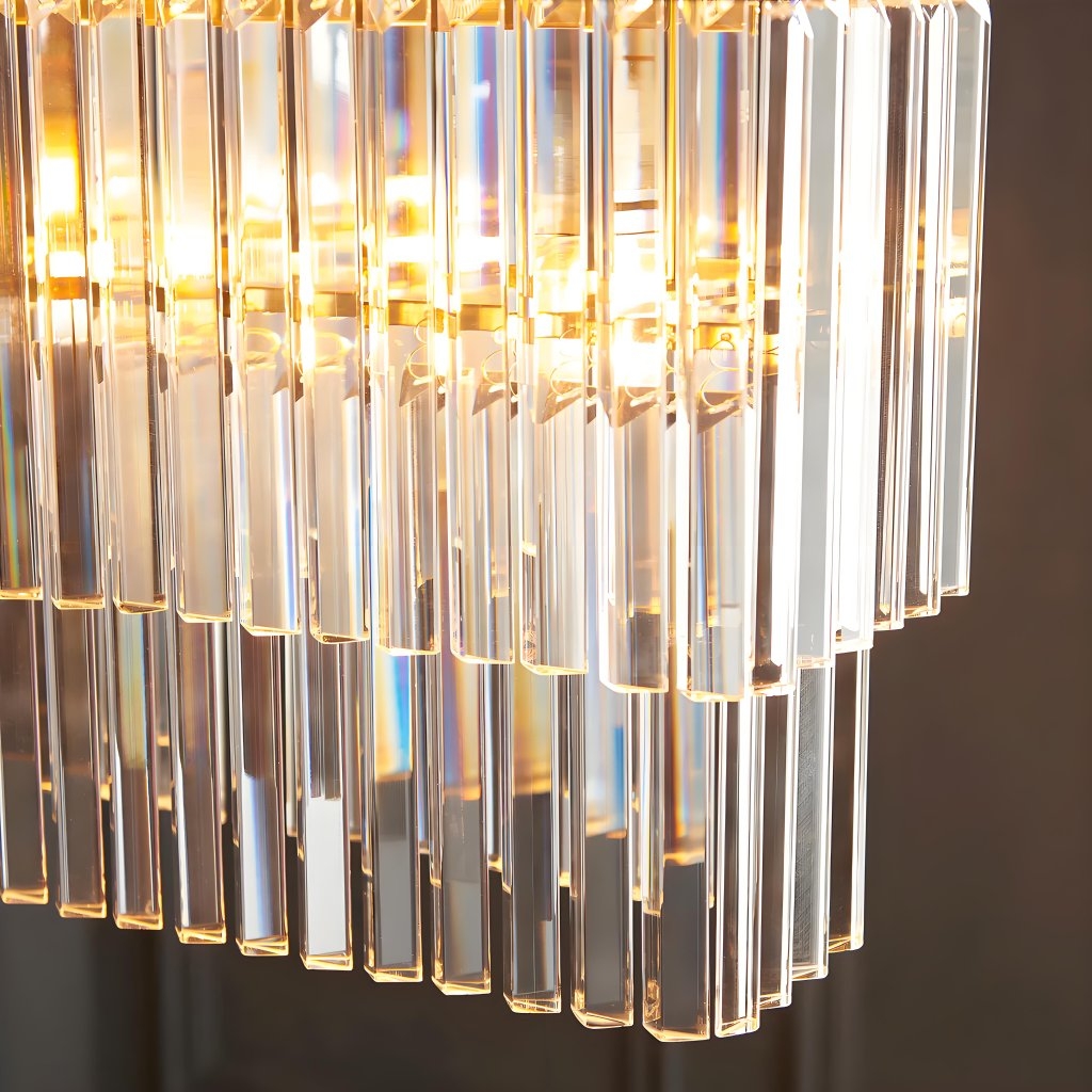 Vitralon Linear Pendant Lamp - Diamond-Shaped Glass Lampshade (Crystal Clear) - Fits Living and Dining Rooms T944