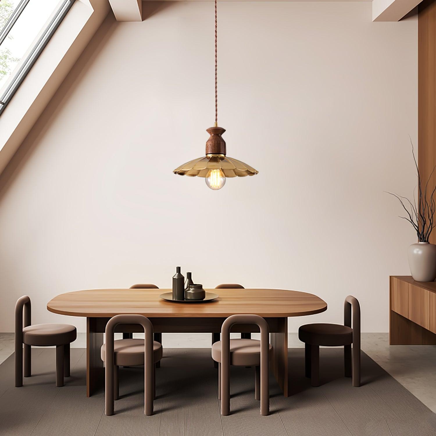 Round Brass Metal Badge Gold Pendant Lamp M569