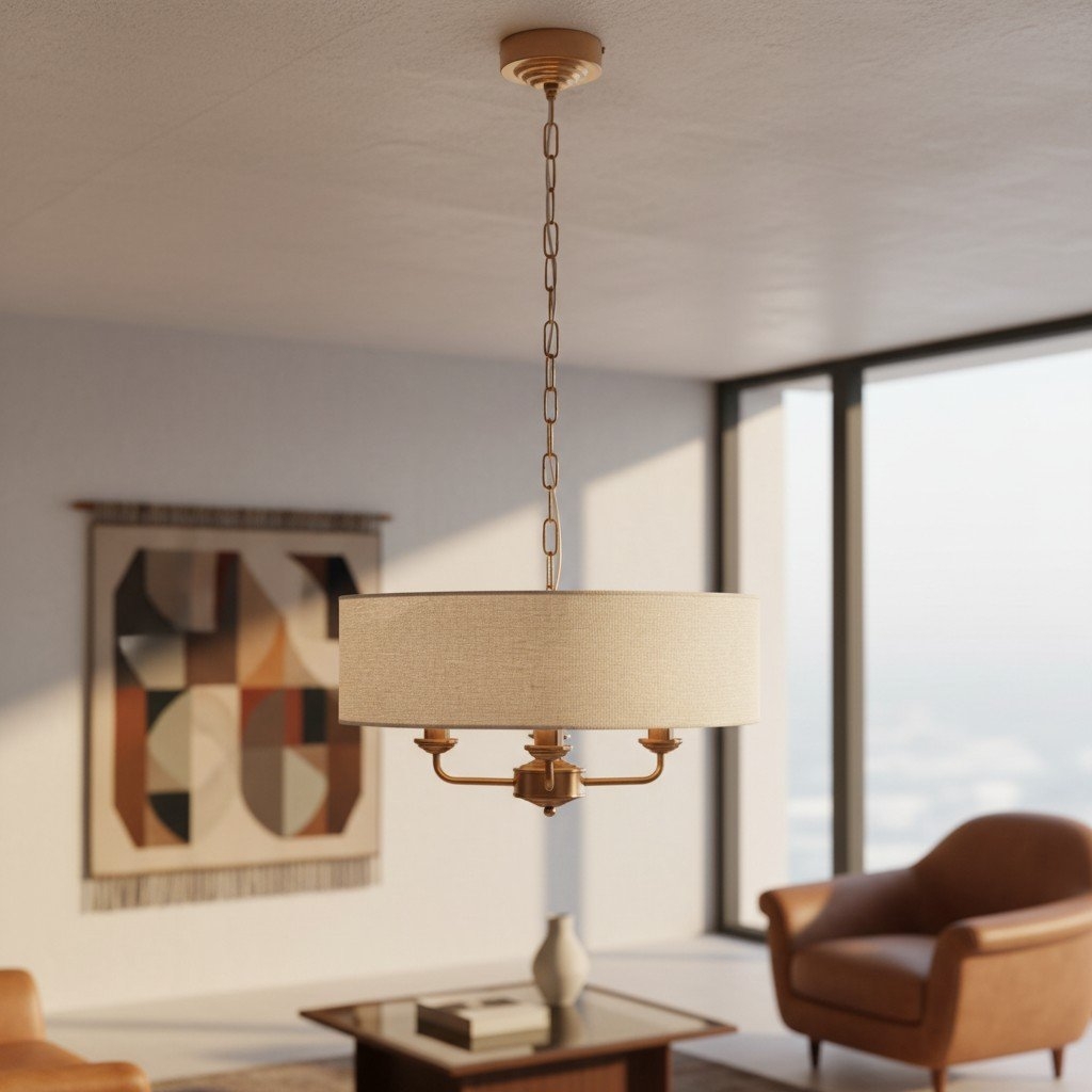 Tela Pendant - Elegant Linen Shades and Classic Dining Room Lighting T667