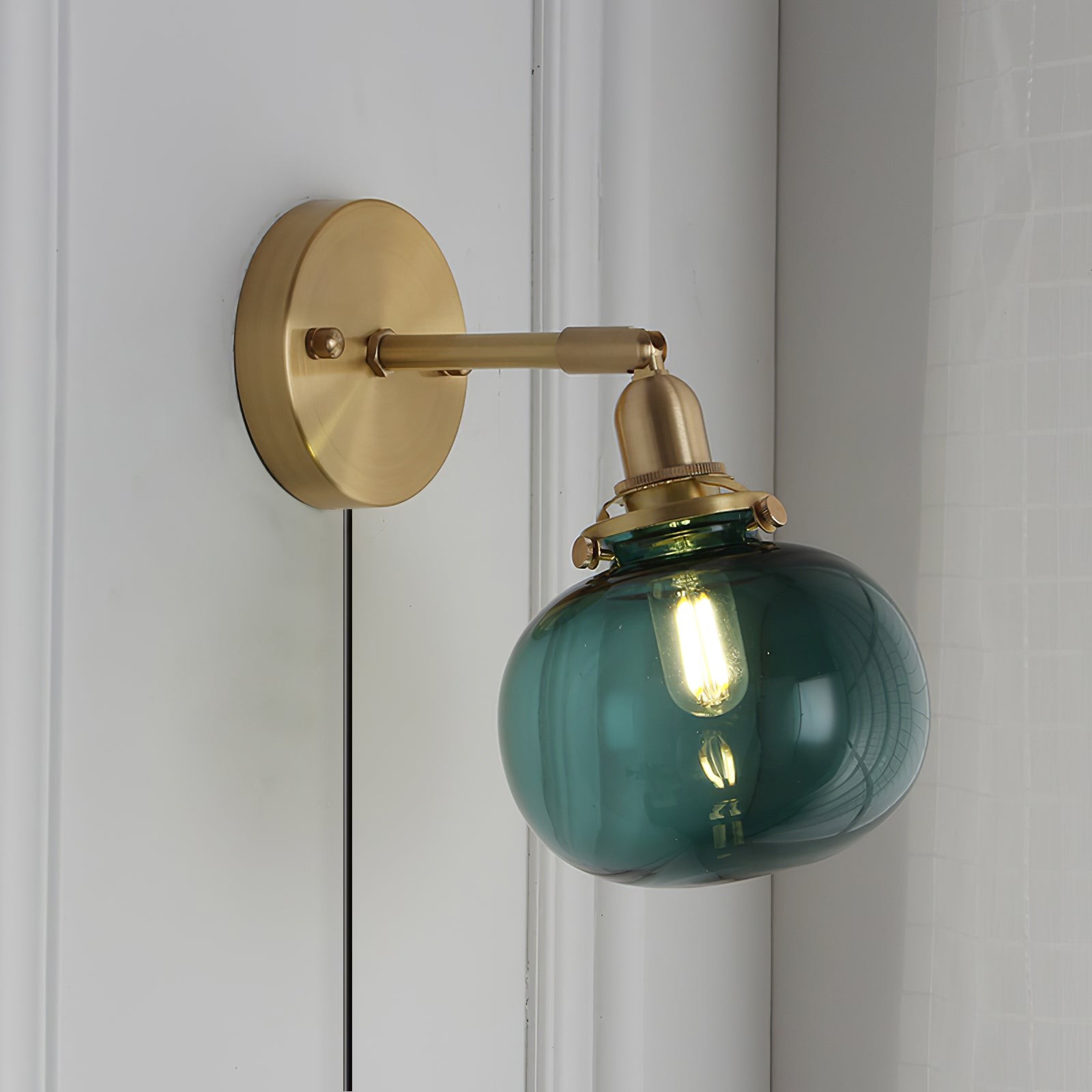 Japanese Style Vintage Brass Glass Wall Lamp M234