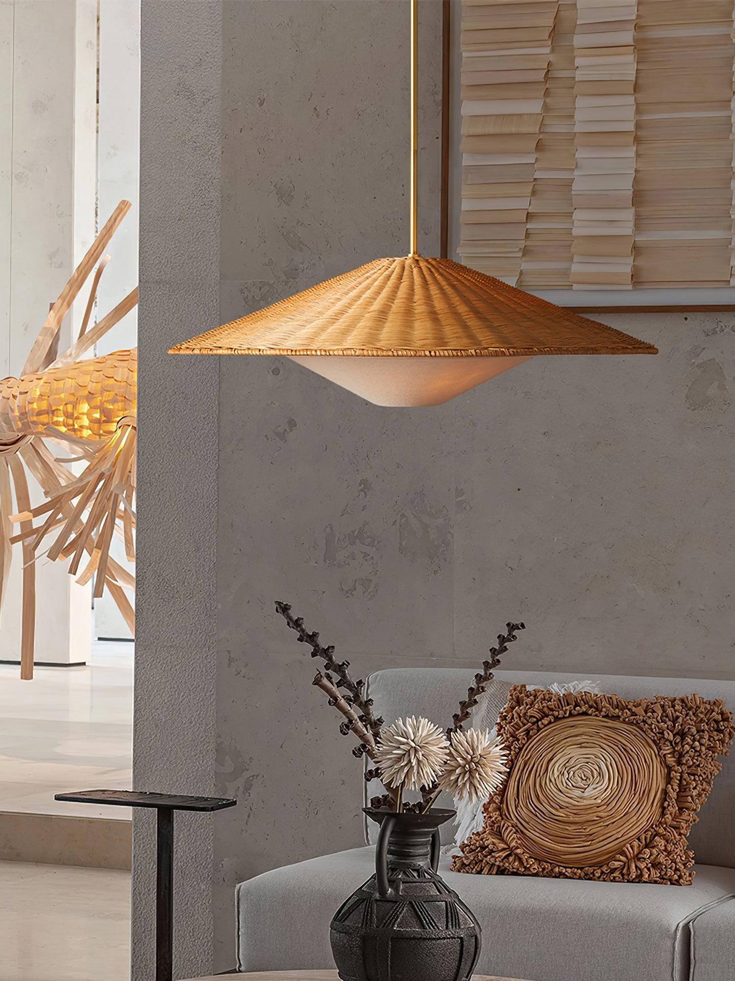 Rattan Hat Pendant Light Suitable For Living Room M513